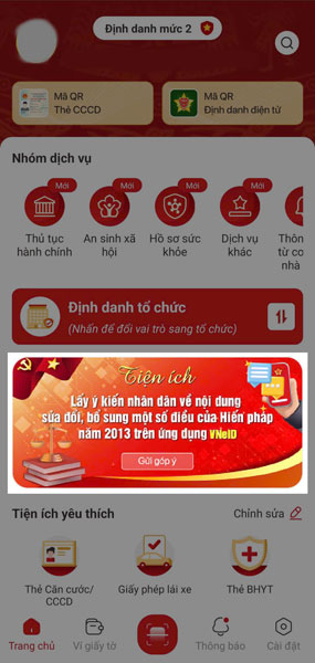 Hướng dẫn Nhân dân đóng góp ý kiến đối với dự thảo sửa đổi, bổ sung Hiến pháp năm 2013 qua ứng dụng VNeID